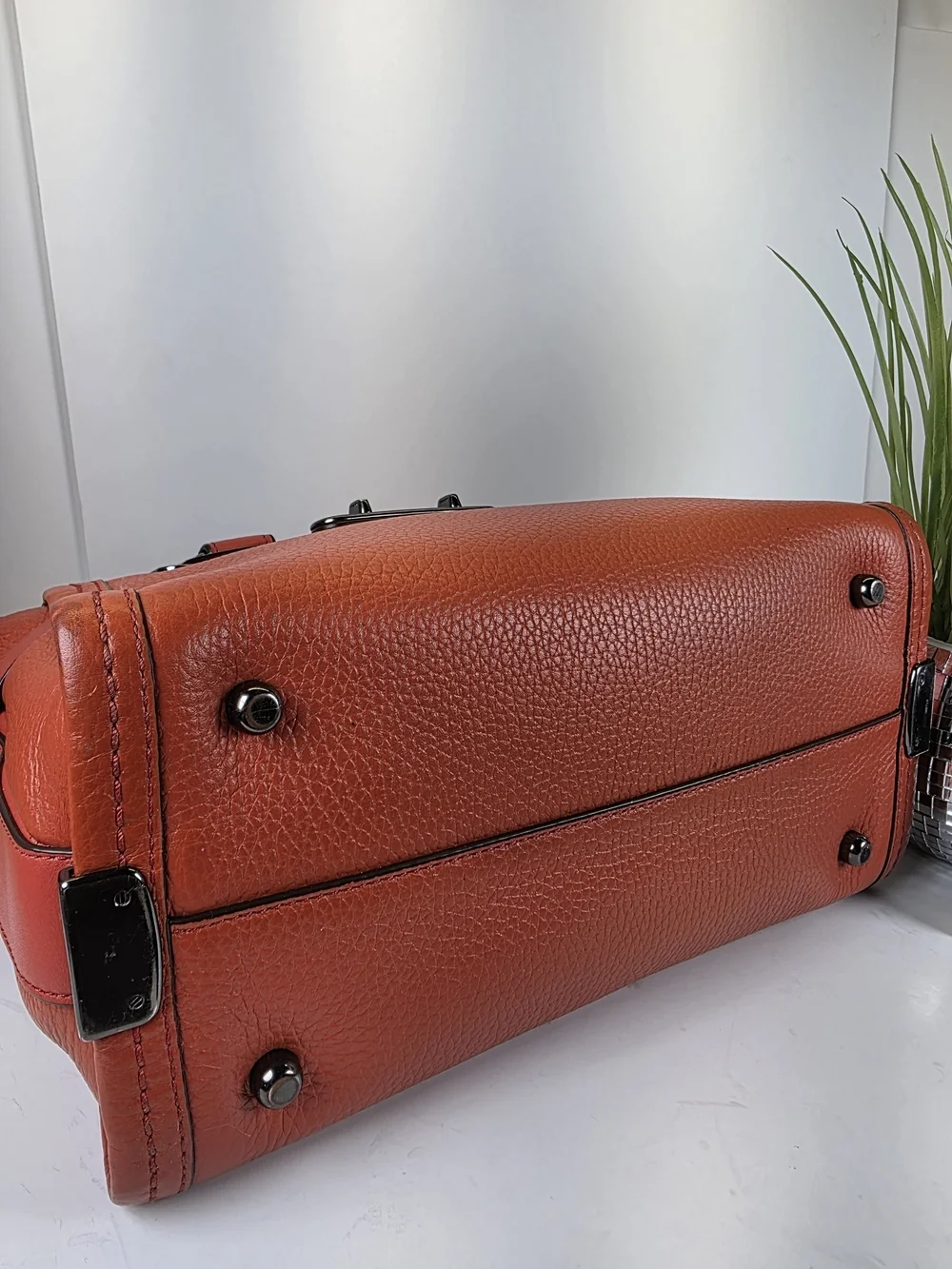 Coach Swager 27 Orange Leather Satchel Handbag Crossbody Bag